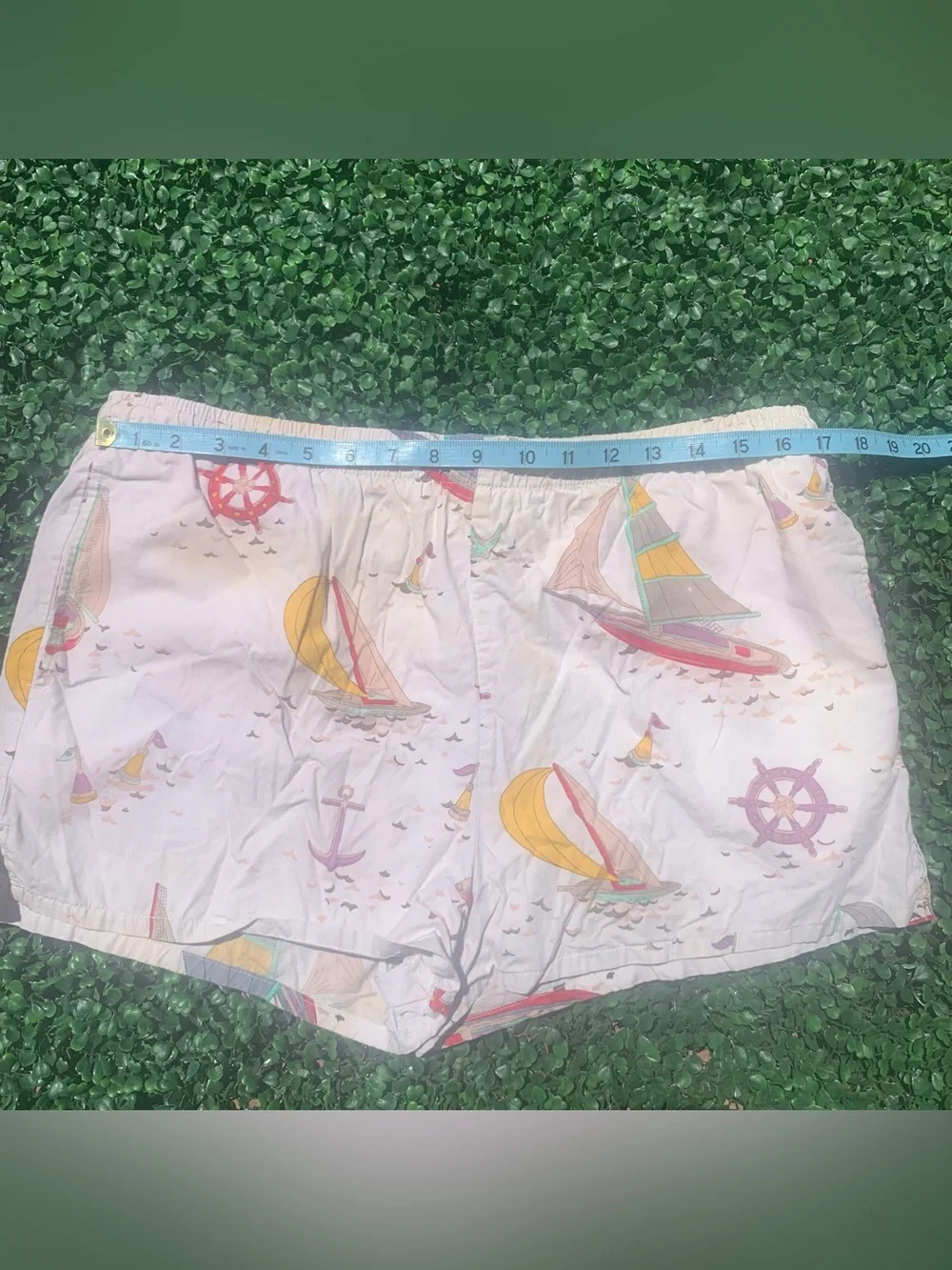 Vintage Nautica nautical sailing theme swim trunks - needs elastic repair
